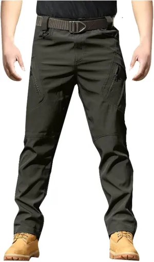 Mens Casual Cargo Pants Tactical Workout Sport Pants Multi-Pocket Straight Leg Trousers Running Joggers
