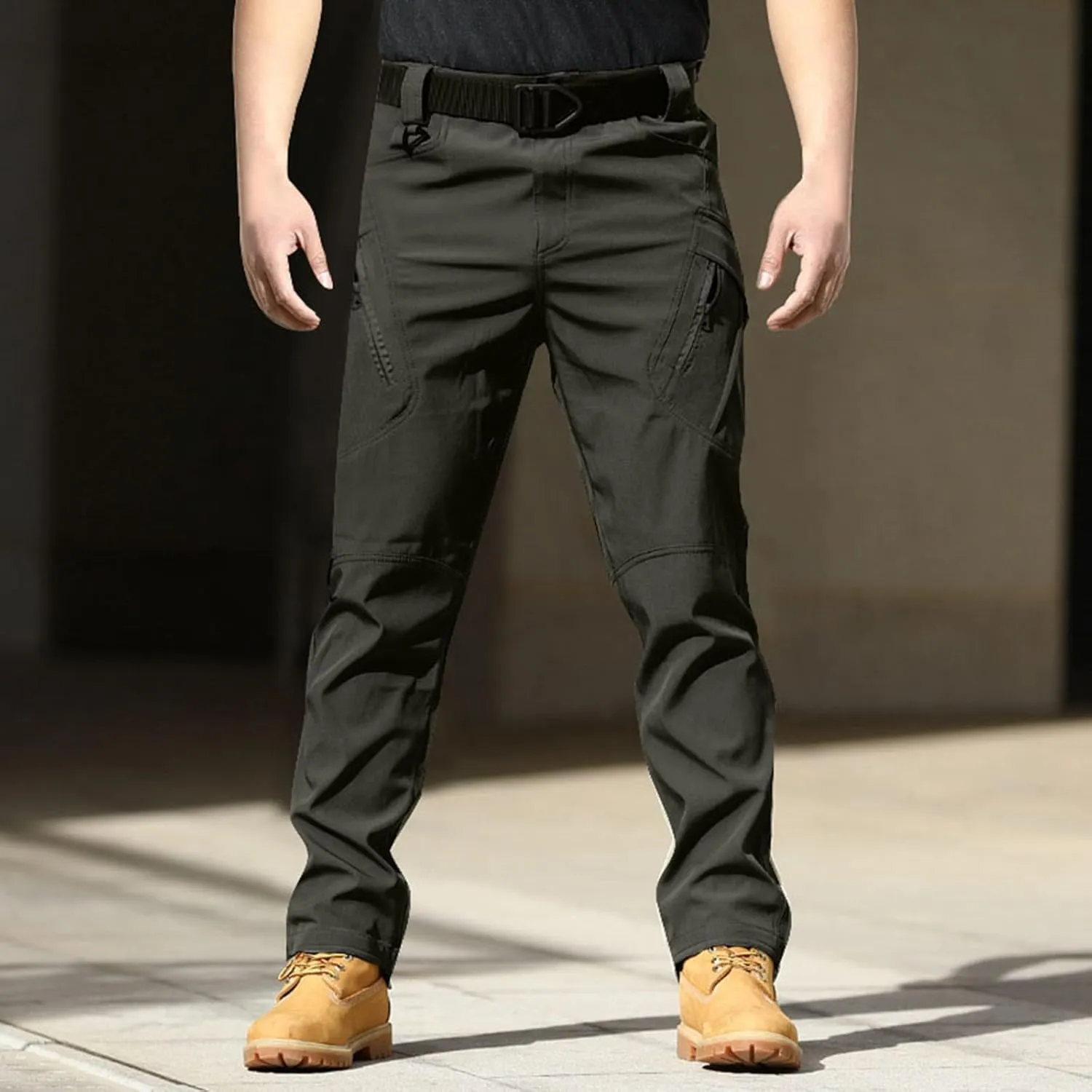 Mens Casual Cargo Pants Tactical Workout Sport Pants Multi-Pocket Straight Leg Trousers Running Joggers