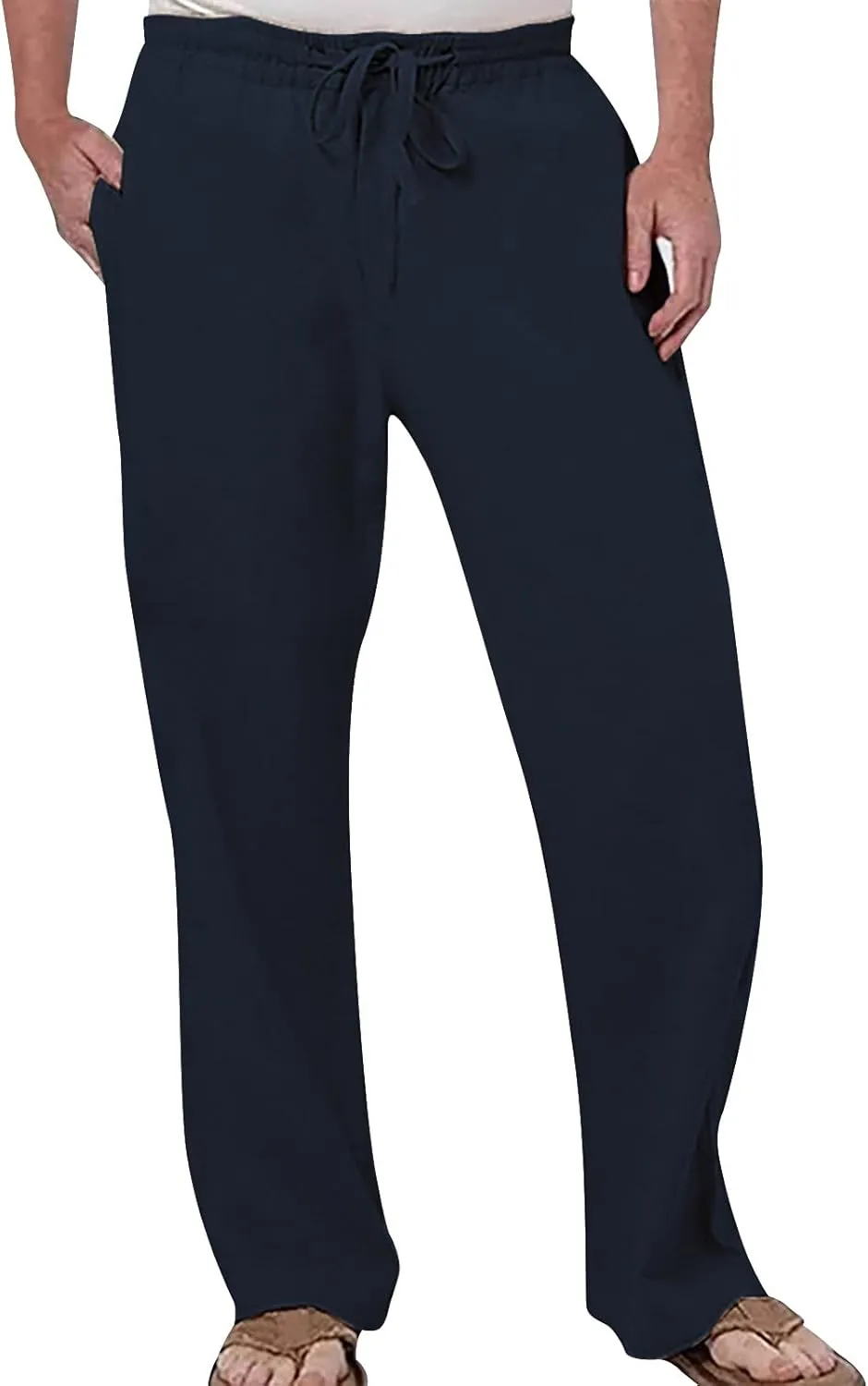 Mens Casual Cotton Sweatpants Drawstring Baggy Straight Leg Trousers Athletic Gym Joggers Workout Pants Black Chino Pants Mens Cycling Tights Pants