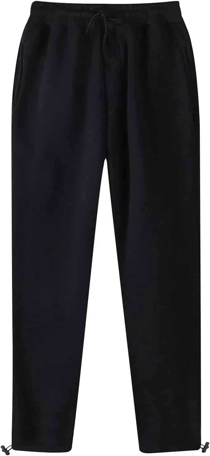 Men's Casual Sweatpants Elastic Waist Drawstring Lounge Pants Cozy Straight Leg Trousers Hiking Jogger Pants Pockets