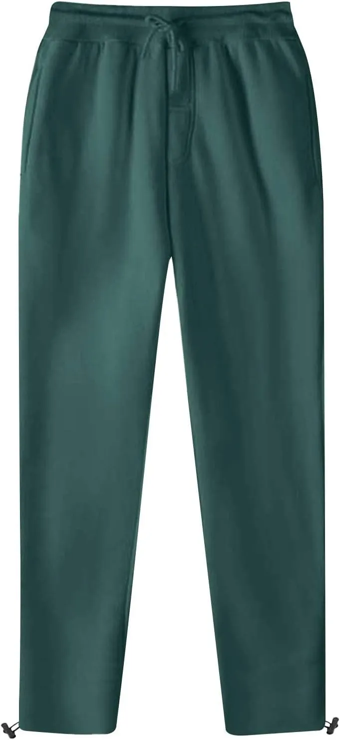 Men's Casual Sweatpants Elastic Waist Drawstring Lounge Pants Cozy Straight Leg Trousers Hiking Jogger Pants Pockets
