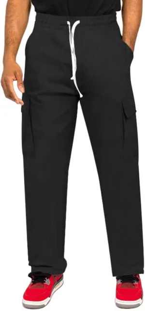 Men's Corduroy Pants Elastic Drawstring Track Pants Slim Fit Straight Leg Sweatpants Outdoor Casual Hiking Sweatpant