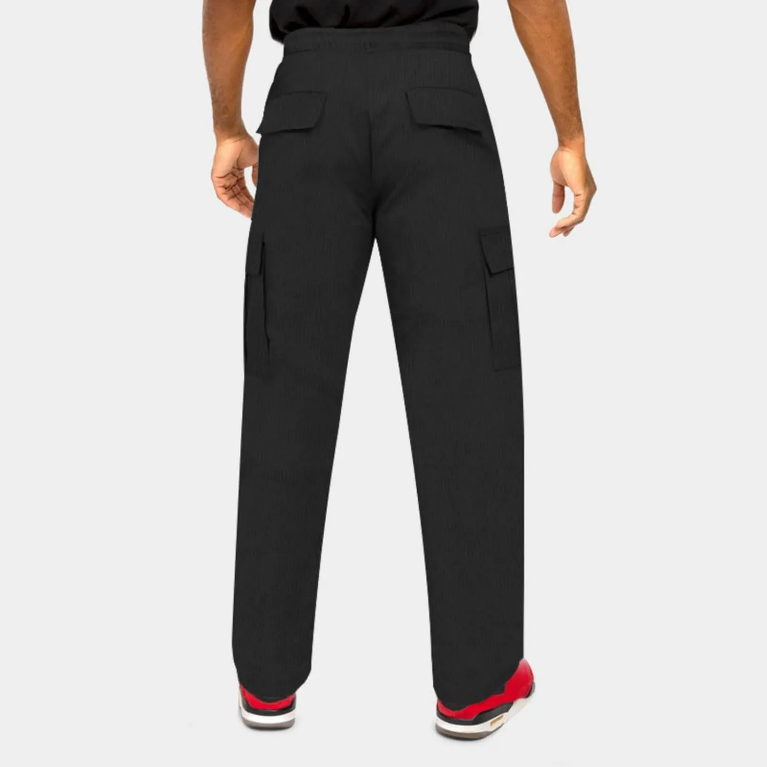 Men's Corduroy Pants Elastic Drawstring Track Pants Slim Fit Straight Leg Sweatpants Outdoor Casual Hiking Sweatpant