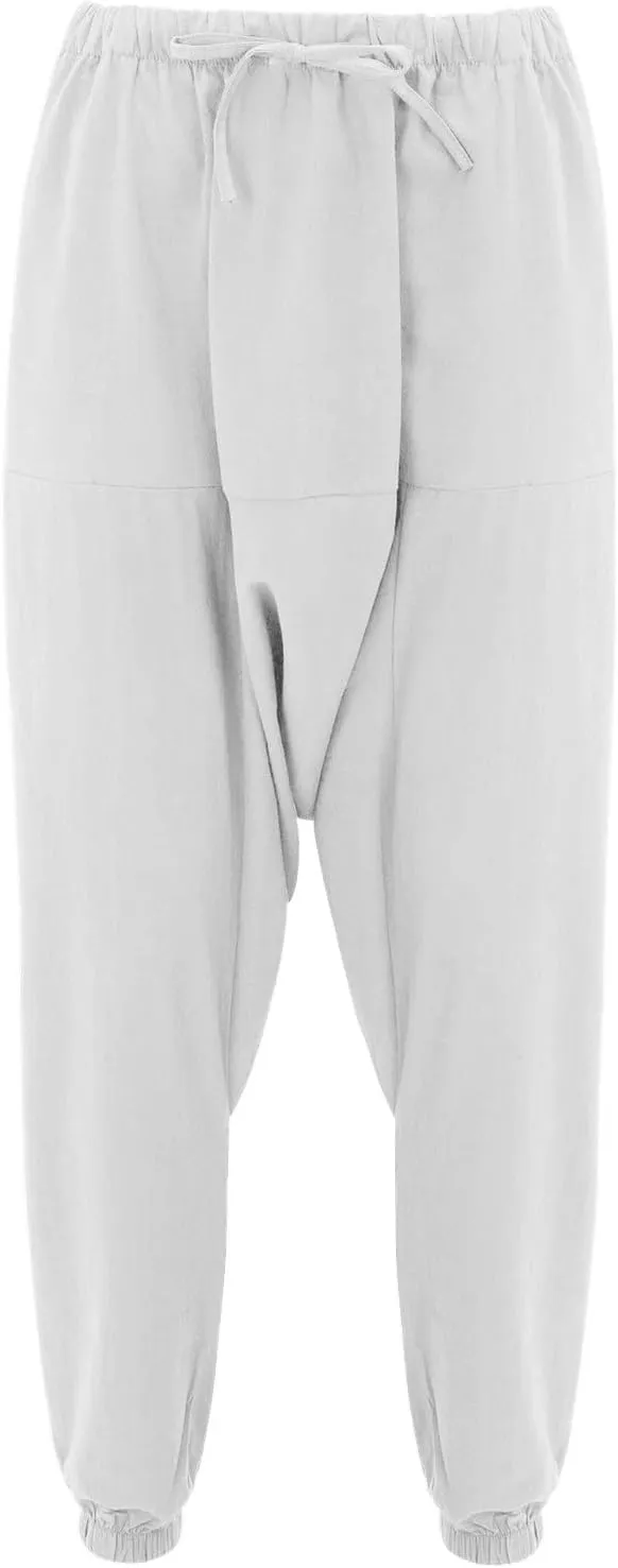 Mens Harem Pants Hip Hop Baggy Jogger Pants Vintage Hippie Drop Crotch Trousers Elastic Waist Comfy Casual Pants