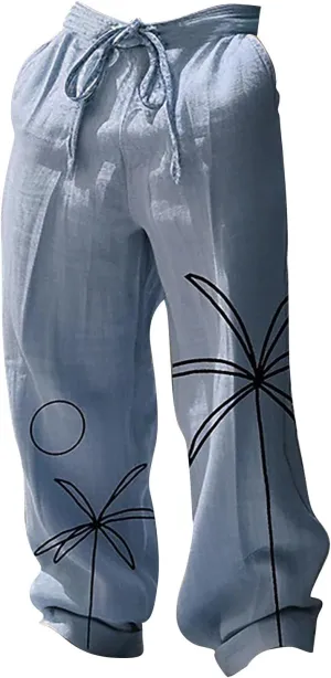 Mens Heavyweight Fleece Cargo Sweatpants Cotton and Linen Pocket Elastic Waist Large Hiking Outdoor Twill Track Pants