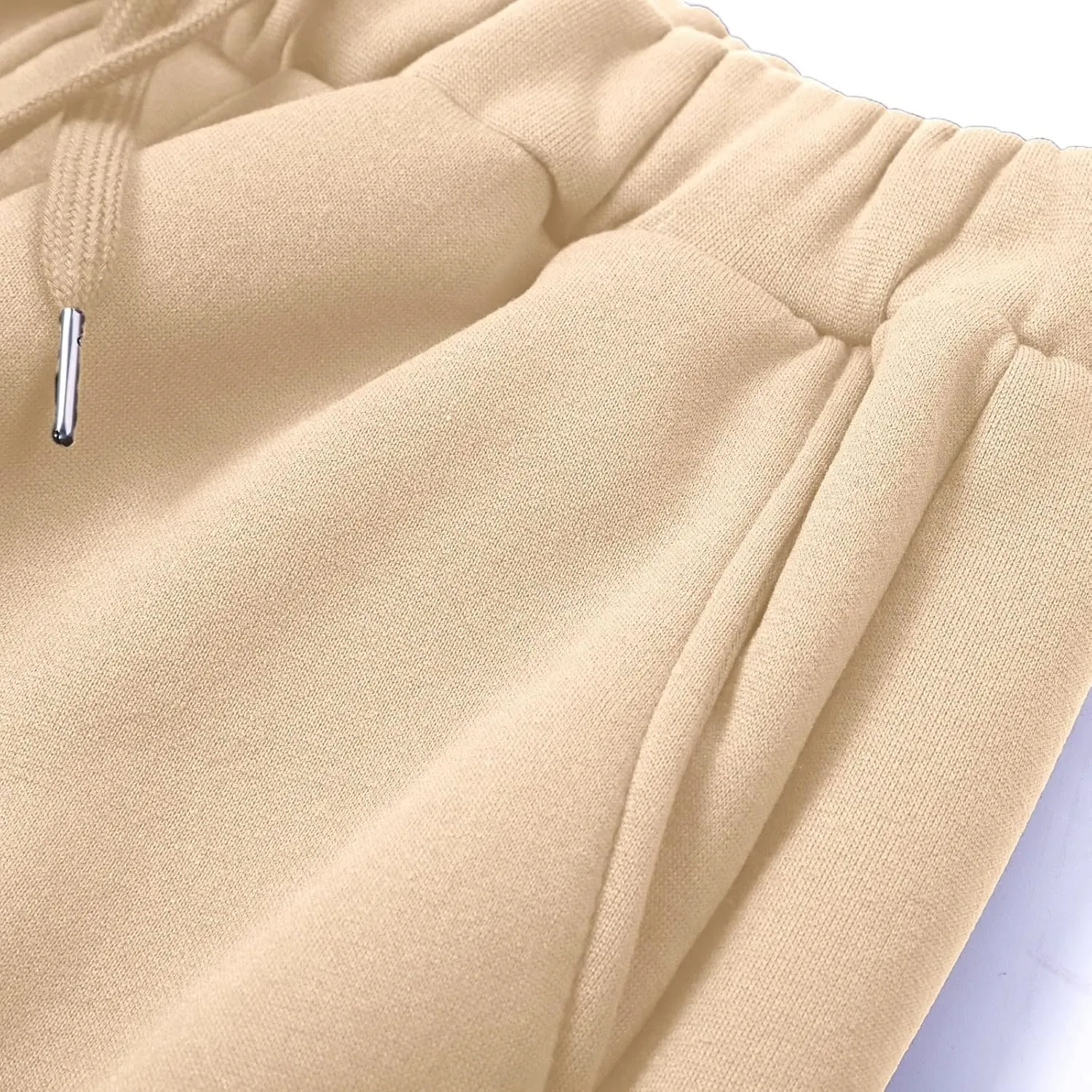 Mens Heavyweight Fleece Cargo Sweatpants Straight-Leg Joggers Loose Fit Baggy Pants Multi-Pocket Trousers