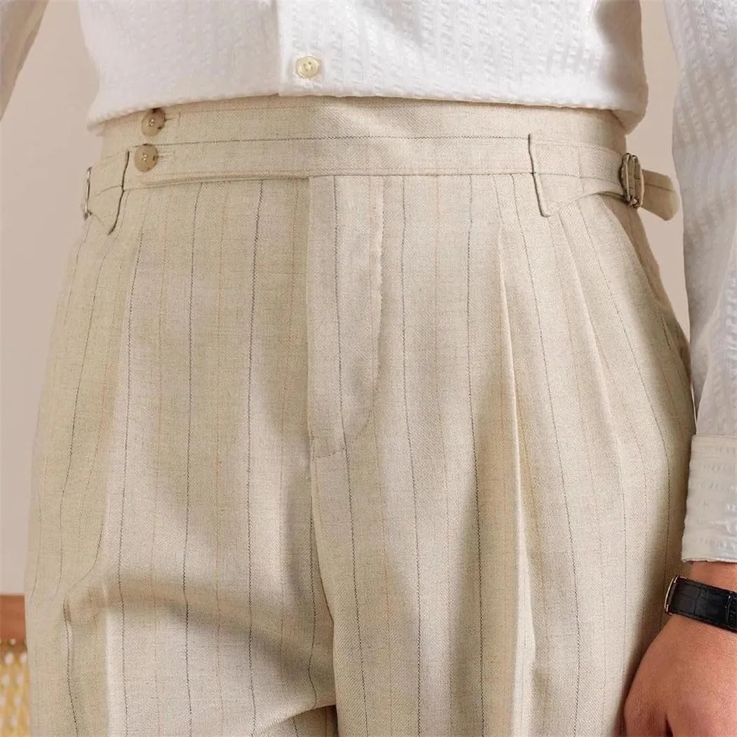 Men's High-Waist Formal Dress Pants Slim Fit Stretch Office Business Casual Trousers Wrinkle-Resistant