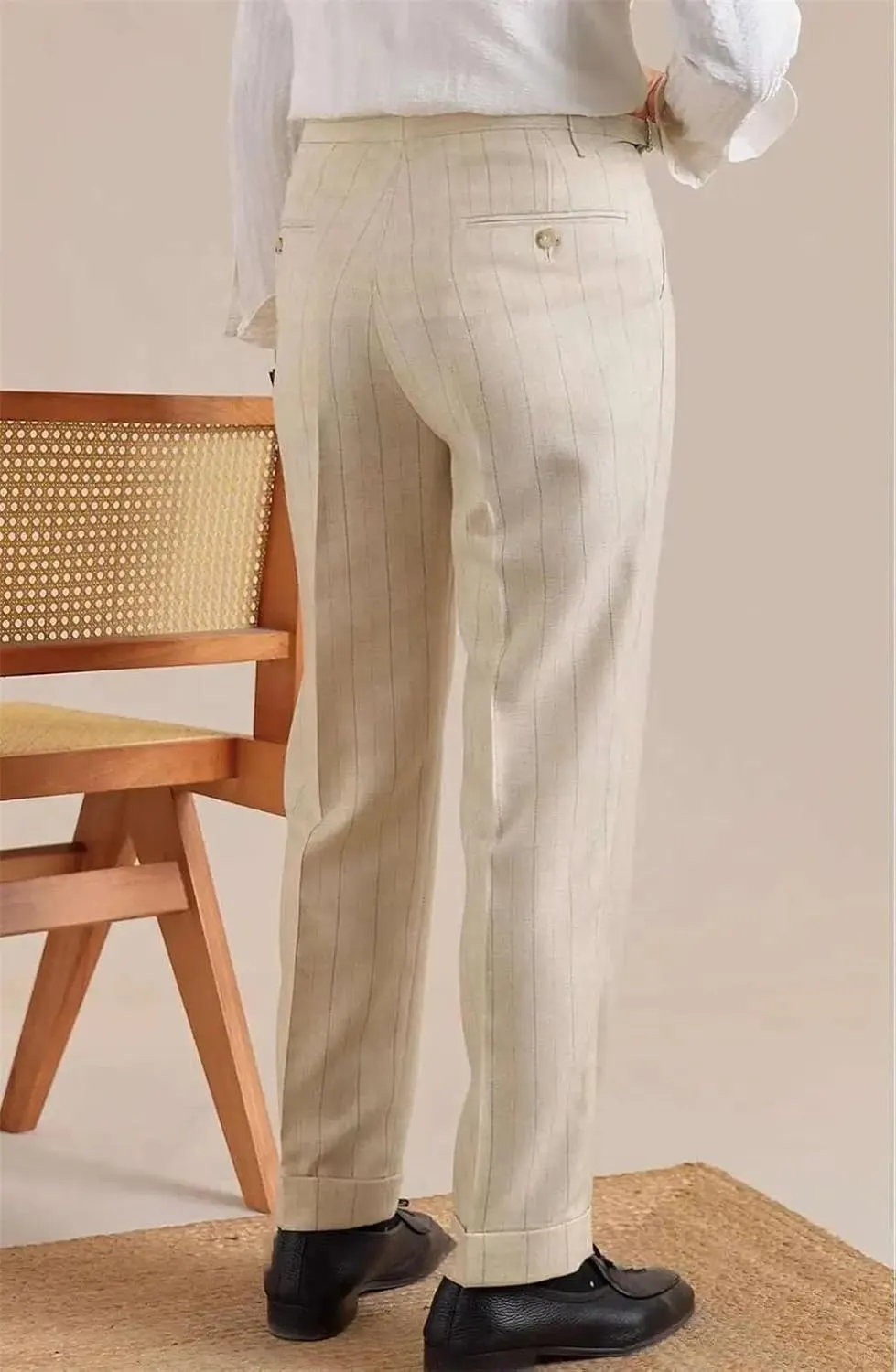 Men's High-Waist Formal Dress Pants Slim Fit Stretch Office Business Casual Trousers Wrinkle-Resistant