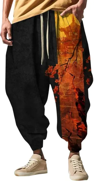 Mens Joggers Fun 3D Print Fashion Street Feel Casual Sweatpants Mens Harem Pants Baggy Pants Men Men's Linen