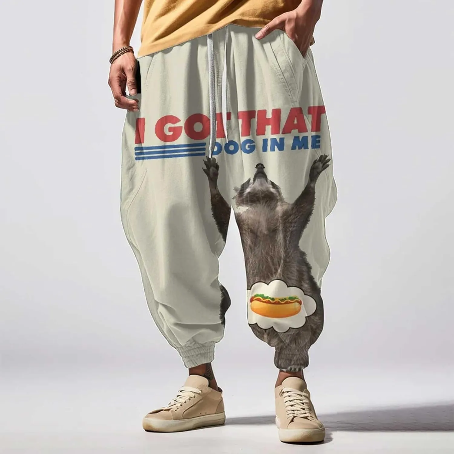 Mens Joggers Fun 3D Print Fashion Street Feel Casual Sweatpants Mens Harem Pants Baggy Pants Men Men's Linen