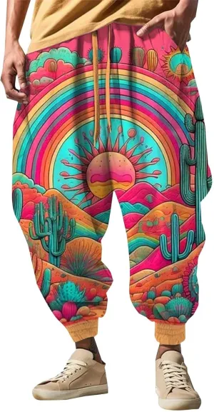 Mens Joggers Fun 3D Print Fashion Street Feel Casual Sweatpants Mens Harem Pants Baggy Pants Men Men's Linen