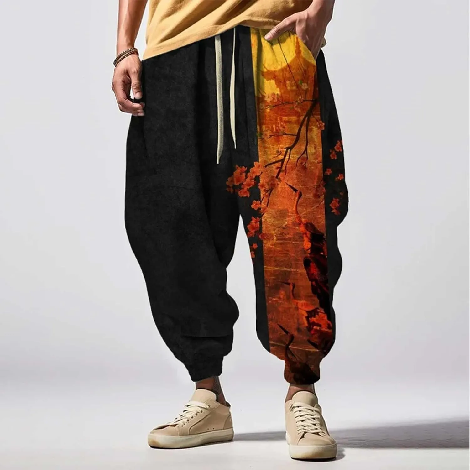 Mens Joggers Fun 3D Print Fashion Street Feel Casual Sweatpants Mens Harem Pants Baggy Pants Men Men's Linen