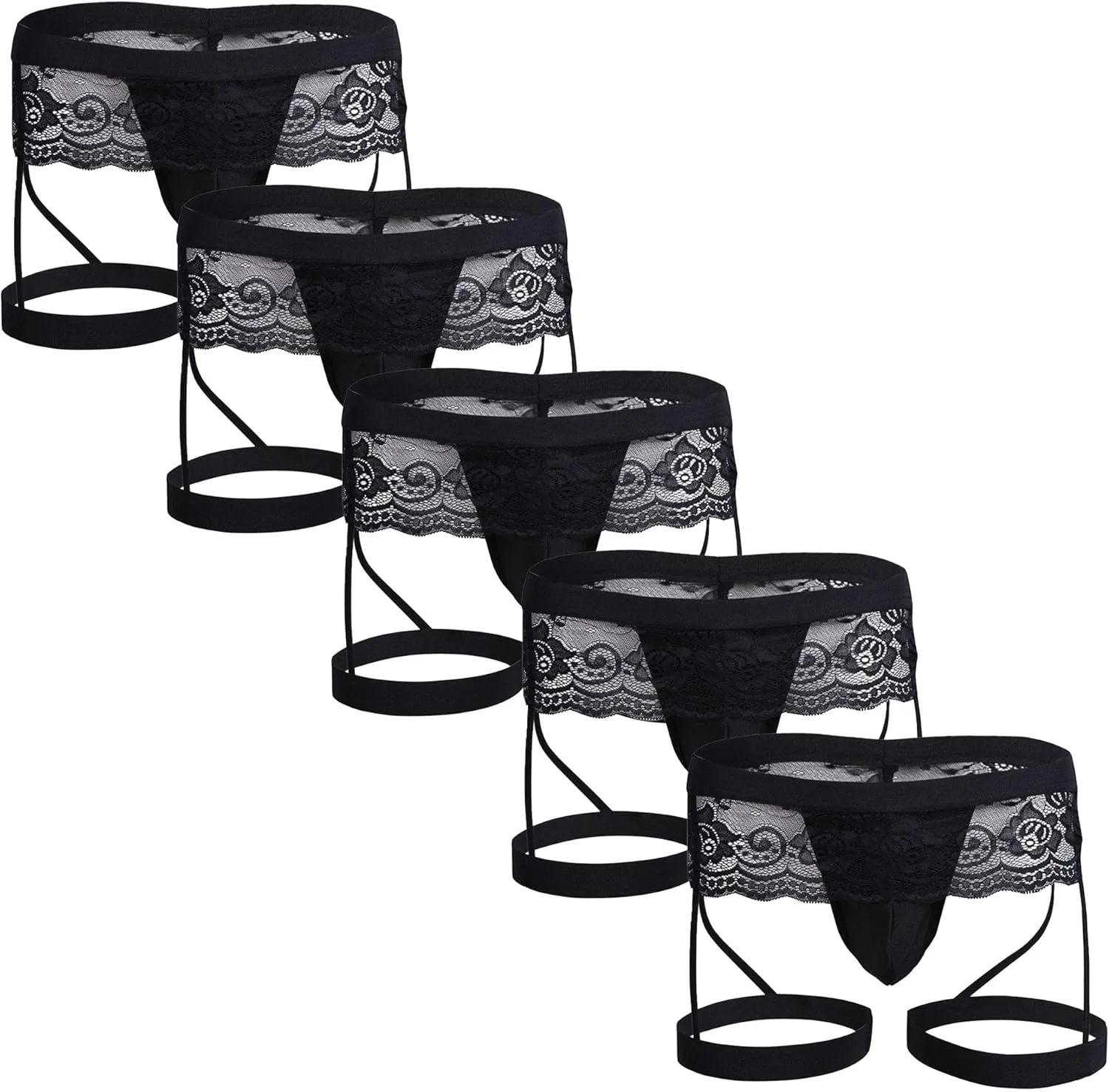 Men's Lace Leg Tied Underwear Breathable Fishnet Soft Boxer Briefs See Through Sexy Mesh Men Lingerie