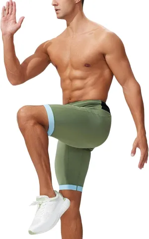 Men's Leggings Slim Fit Drawstring Elastic Waist Antiskid Knots Yoga Running Shorts Tights Outdoor Athletic Short Pants