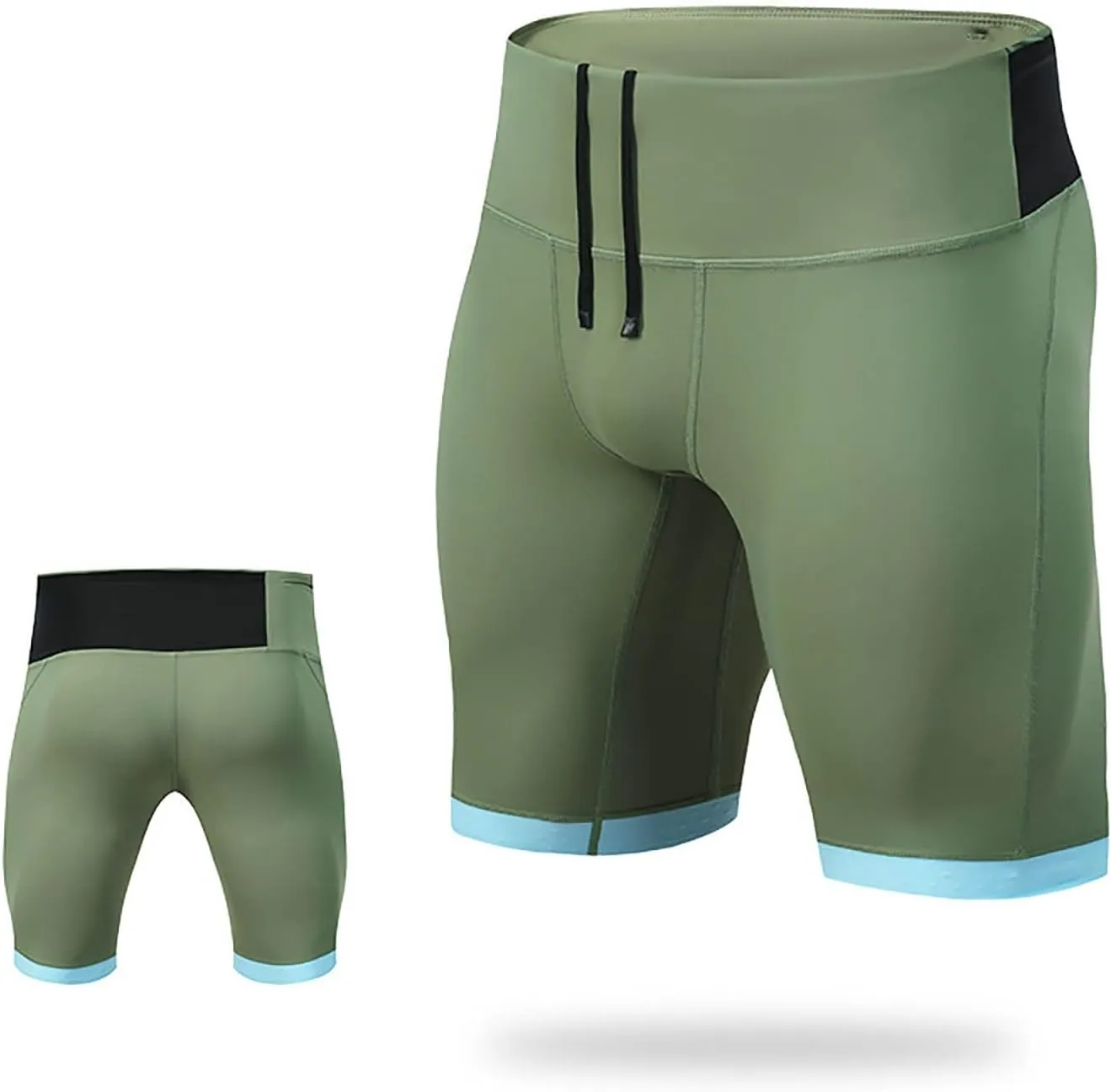 Men's Leggings Slim Fit Drawstring Elastic Waist Antiskid Knots Yoga Running Shorts Tights Outdoor Athletic Short Pants