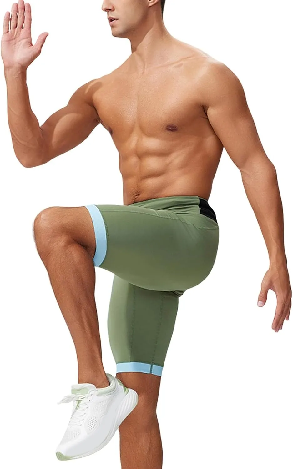 Men's Leggings Slim Fit Drawstring Elastic Waist Antiskid Knots Yoga Running Shorts Tights Outdoor Athletic Short Pants