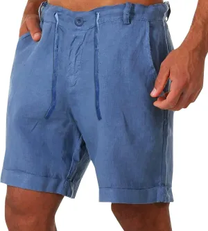 Mens Linen Shorts Men's Linen Casual Classic Short Elastic Waist Summer Beach Lightweight Board Slim-Fit with Pockets