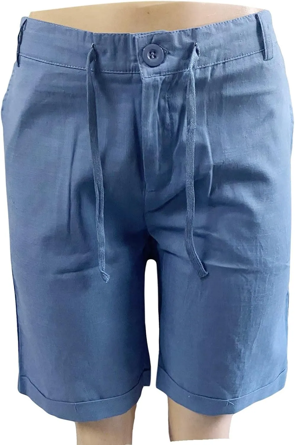 Mens Linen Shorts Men's Linen Casual Classic Short Elastic Waist Summer Beach Lightweight Board Slim-Fit with Pockets