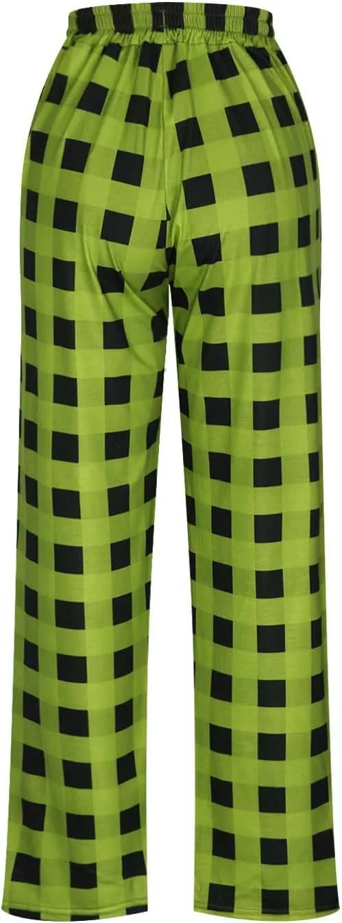 Mens Plaid Casual Pants Loose Fit Elastic Waist Baggy Lounge Pant Soft Comfy Lightweight Drawstring Pants with Pocket