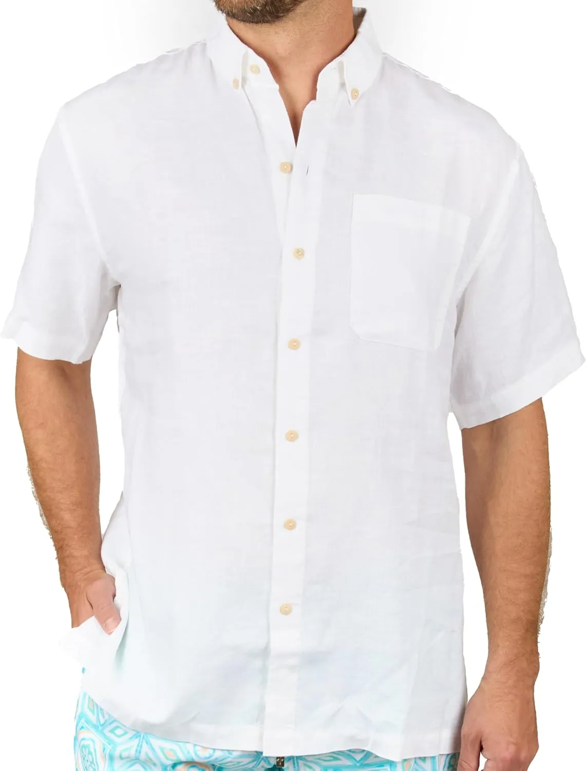 Men's Short Sleeve Button-Down Shirt, Printed Modern Hawaiian Shirt, Soft Rayon, Regular and Relaxed Fit