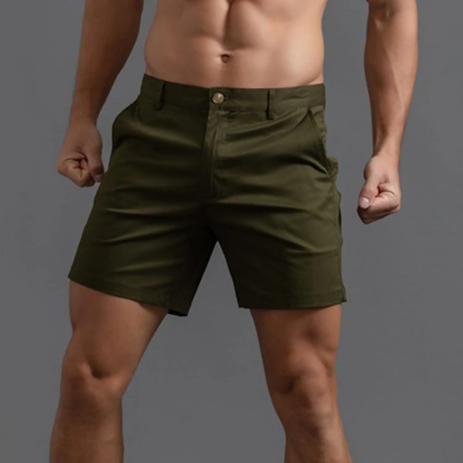 Mens Shorts 6 Inch Inseam Flat Front Summer Casual Stretch Slim fit Golf Chino Short