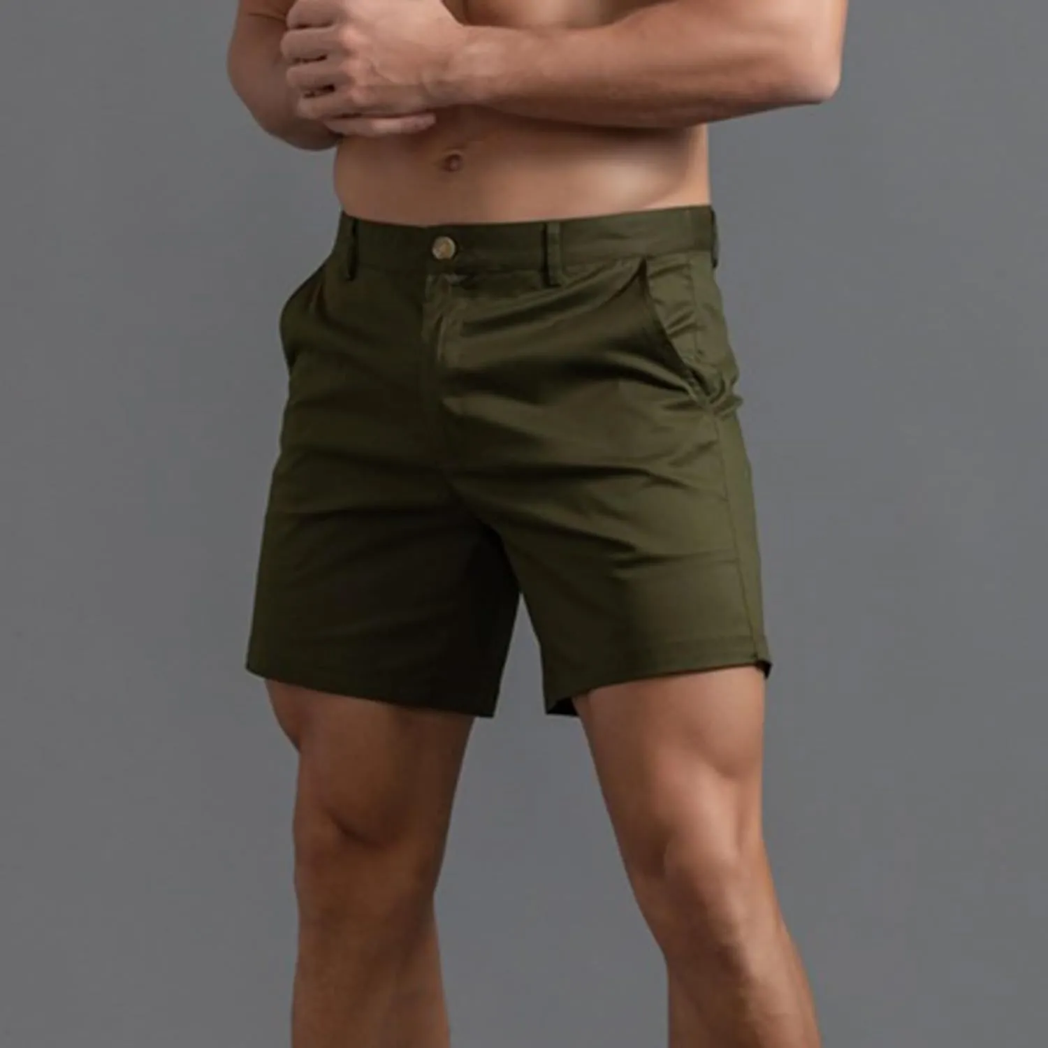 Mens Shorts 6 Inch Inseam Flat Front Summer Casual Stretch Slim fit Golf Chino Short