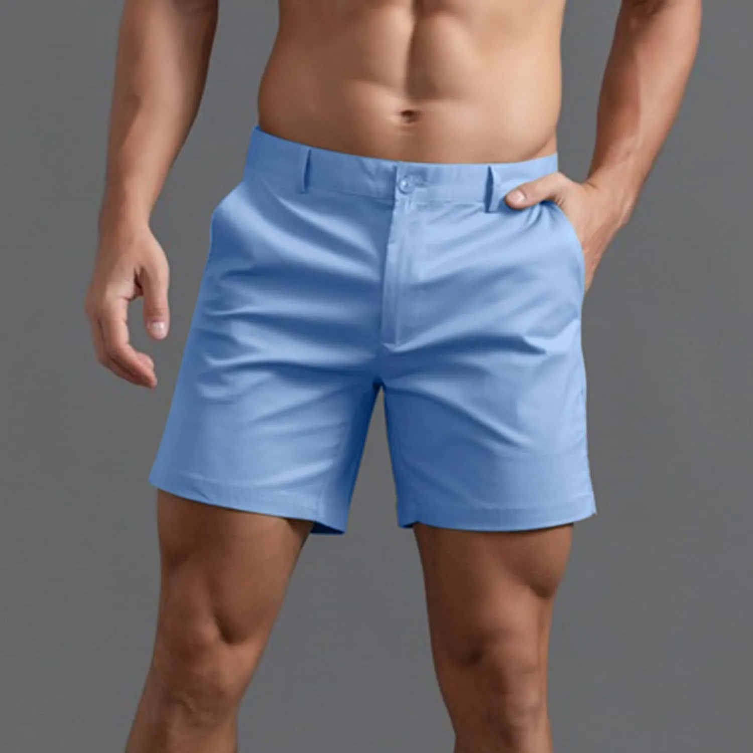 Mens Shorts 6 Inch Inseam Flat Front Summer Casual Stretch Slim fit Golf Chino Short