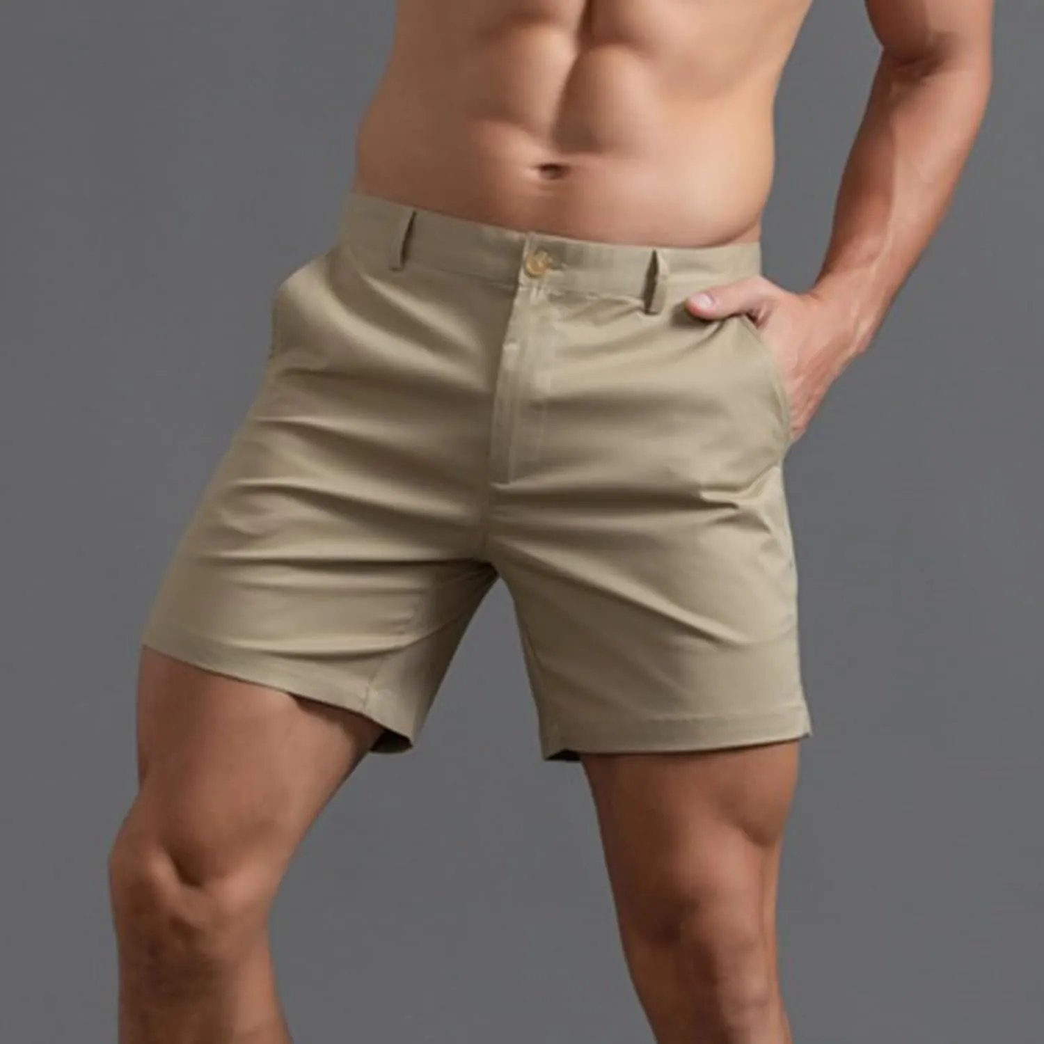 Mens Shorts 6 Inch Inseam Flat Front Summer Casual Stretch Slim fit Golf Chino Short