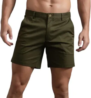 Mens Shorts 6 Inch Inseam Flat Front Summer Casual Stretch Slim fit Golf Chino Short