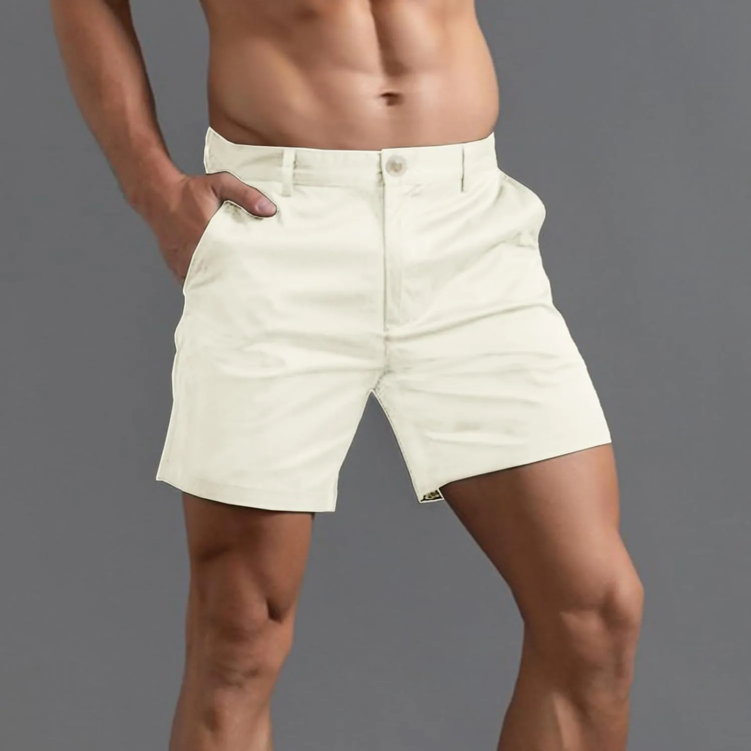 Mens Shorts 6 Inch Inseam Flat Front Summer Casual Stretch Slim fit Golf Chino Short