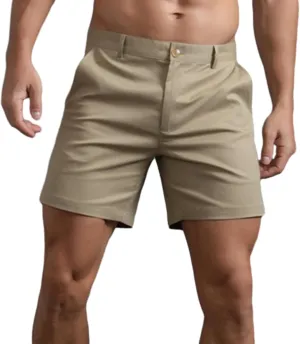 Mens Shorts 6 Inch Inseam Flat Front Summer Casual Stretch Slim fit Golf Chino Short