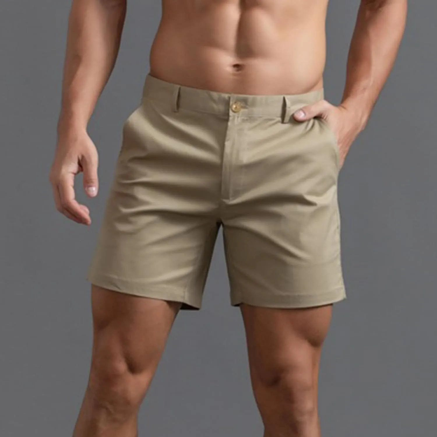 Mens Shorts 6 Inch Inseam Flat Front Summer Casual Stretch Slim fit Golf Chino Short