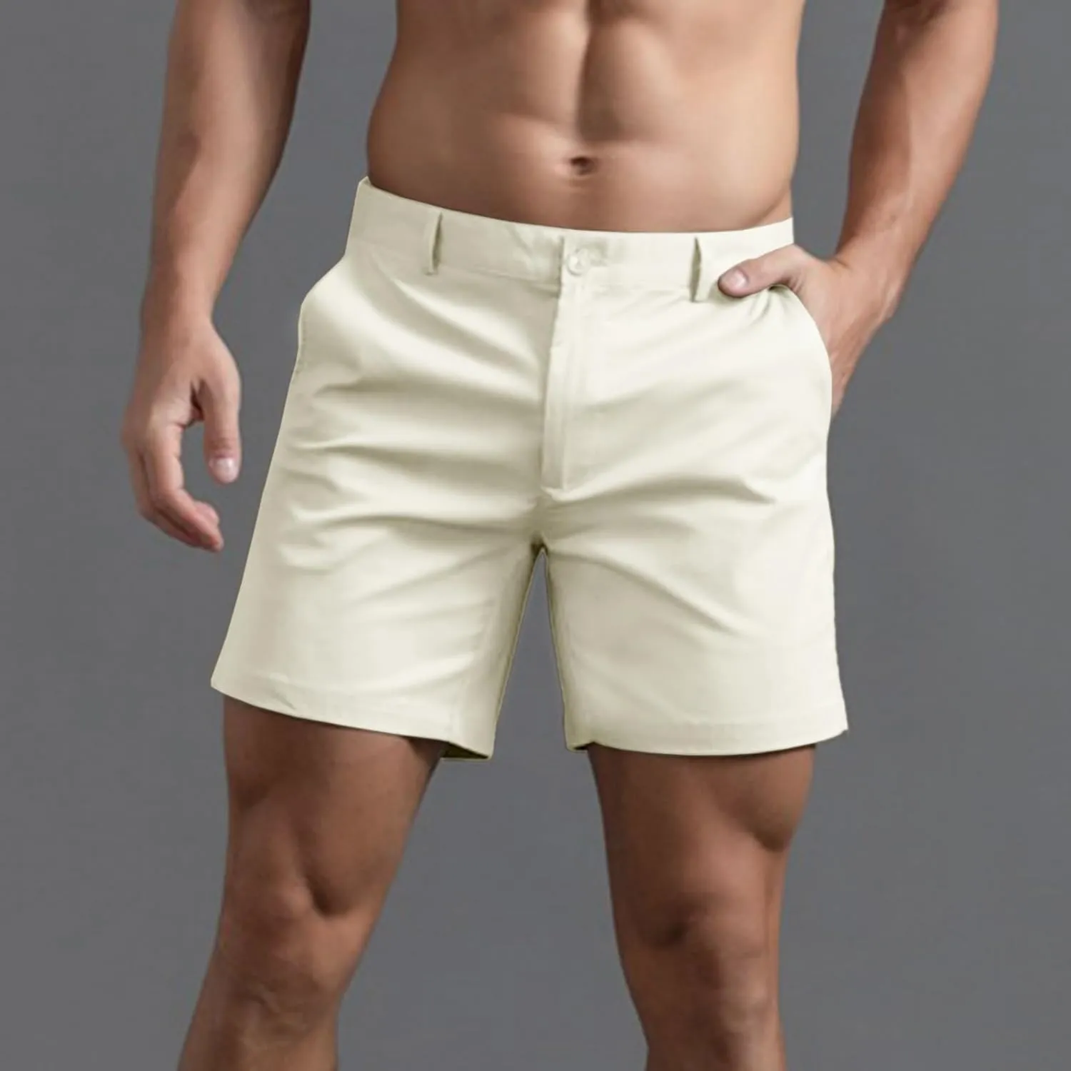 Mens Shorts 6 Inch Inseam Flat Front Summer Casual Stretch Slim fit Golf Chino Short