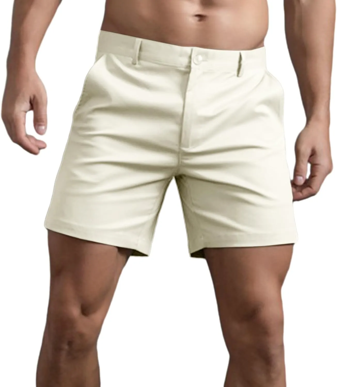 Mens Shorts 6 Inch Inseam Flat Front Summer Casual Stretch Slim fit Golf Chino Short