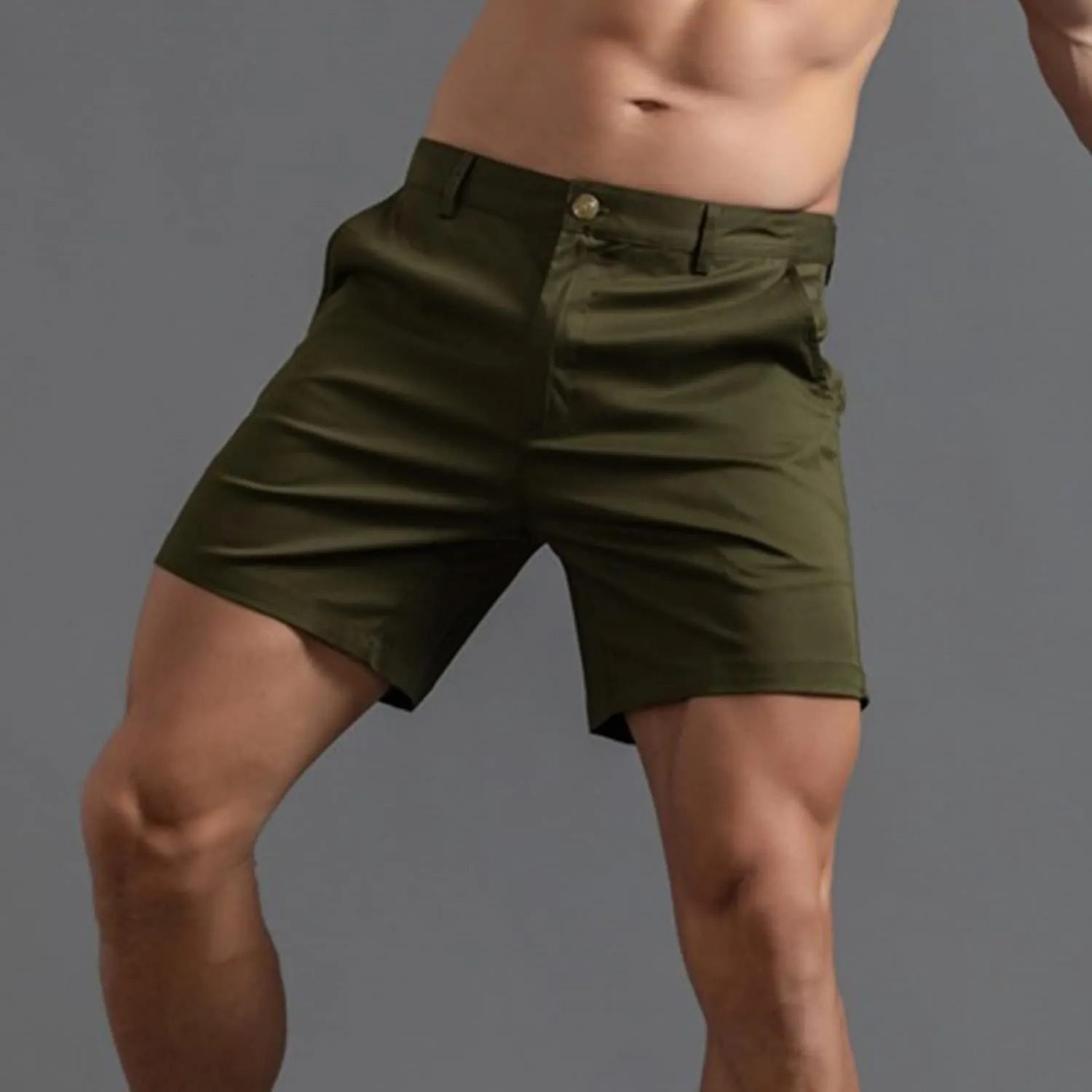 Mens Shorts 6 Inch Inseam Flat Front Summer Casual Stretch Slim fit Golf Chino Short