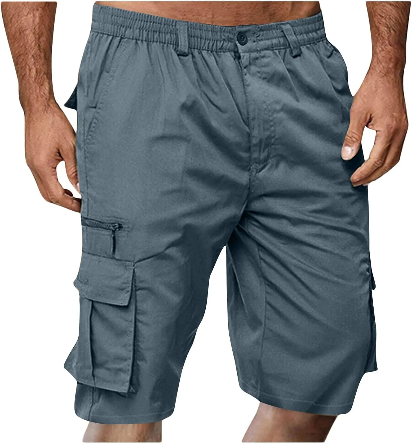 Men's Slim-Fit 5" Classic-Fit Comfort Walk Short New Casual Elastic Waist Work Beach Shorts with Pocket Big & Tall