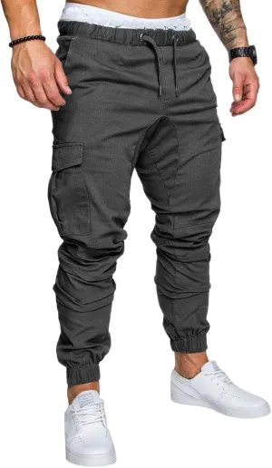 Mens Slim Fit Cargo Pants Stretch Casual Sweatpants Vintage Cozy Slack Tactical Trousers Lightweight Drawstring Pant