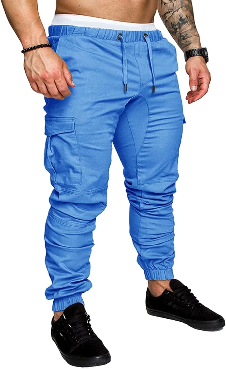 Mens Slim Fit Cargo Pants Stretch Casual Sweatpants Vintage Cozy Slack Tactical Trousers Lightweight Drawstring Pant