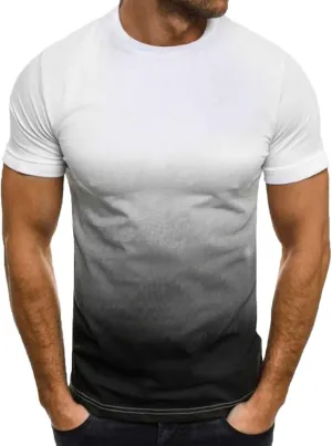 Mens Summer Shirt Causal Short Sleeve Gradient Color Fashion Top Lightweight Crewneck Shirts Gym Workout Pullover