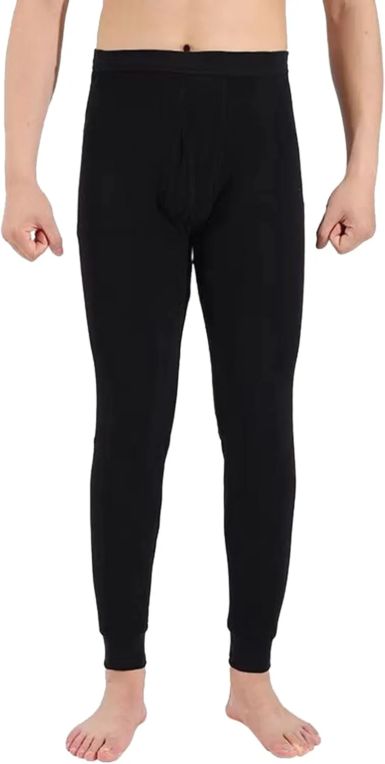 Mens Thermal Underwear Pants Lightweight Long Johns Bottoms Elastic Waist Thermal Leggings for Men Cold Weather