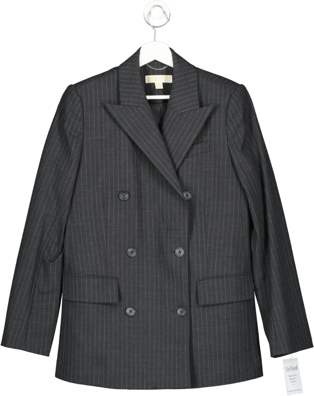 Michael Kors Grey Oin Stripe Double Breasted Blazer UK 6