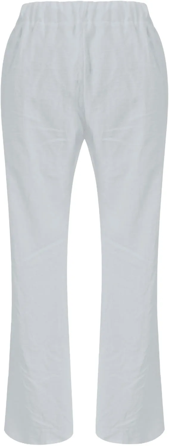 Miyaomn Linen Pants for Women Summer Loose Drawstring Waisted Wide Leg Beach Pants Casual Solid Lounge Trousers with Pockets