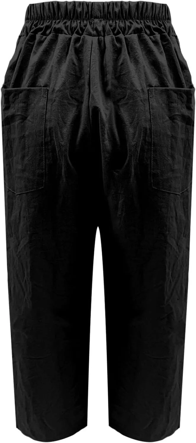 Miyaomn Women's Linen Boho Pants Summer Casual Solid Loose High Waisted Lounge Harem Pant 2025 Beach Travel Vacation Trousers