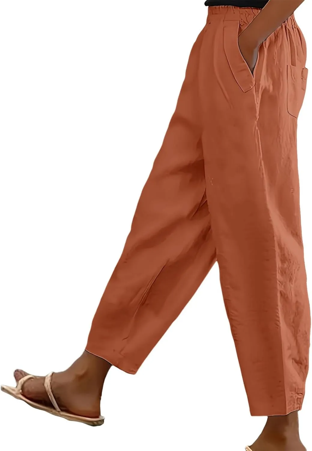 Miyaomn Women's Linen Boho Pants Summer Casual Solid Loose High Waisted Lounge Harem Pant 2025 Beach Travel Vacation Trousers