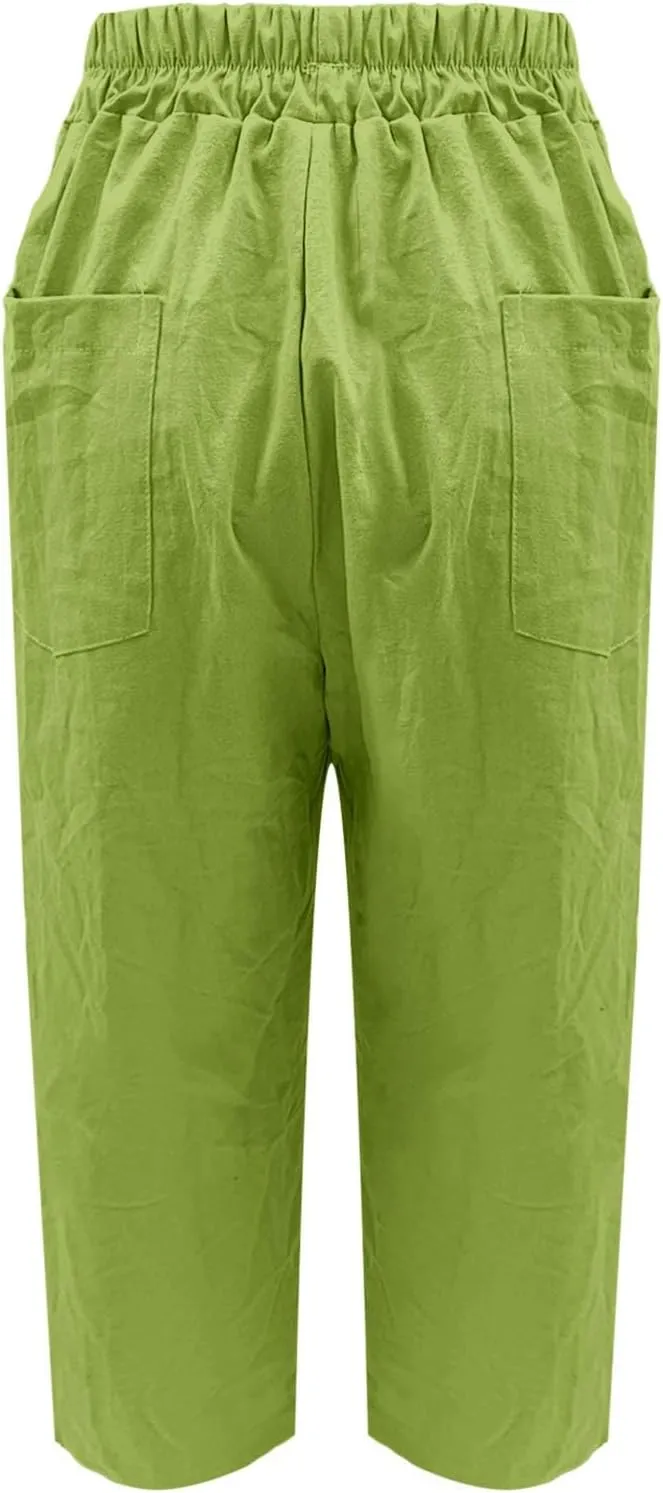 Miyaomn Women's Linen Boho Pants Summer Casual Solid Loose High Waisted Lounge Harem Pant 2025 Beach Travel Vacation Trousers