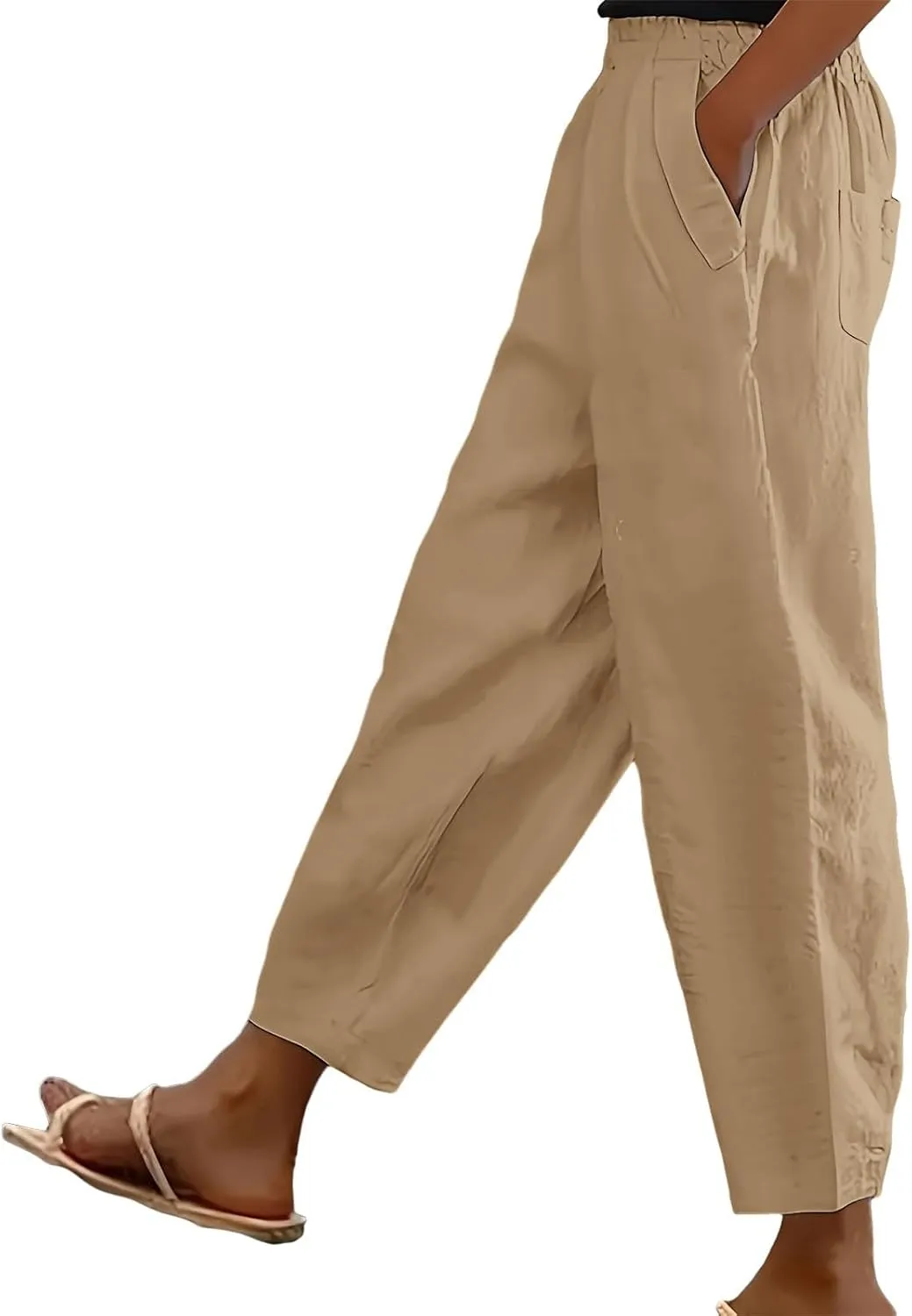 Miyaomn Women's Linen Boho Pants Summer Casual Solid Loose High Waisted Lounge Harem Pant 2025 Beach Travel Vacation Trousers