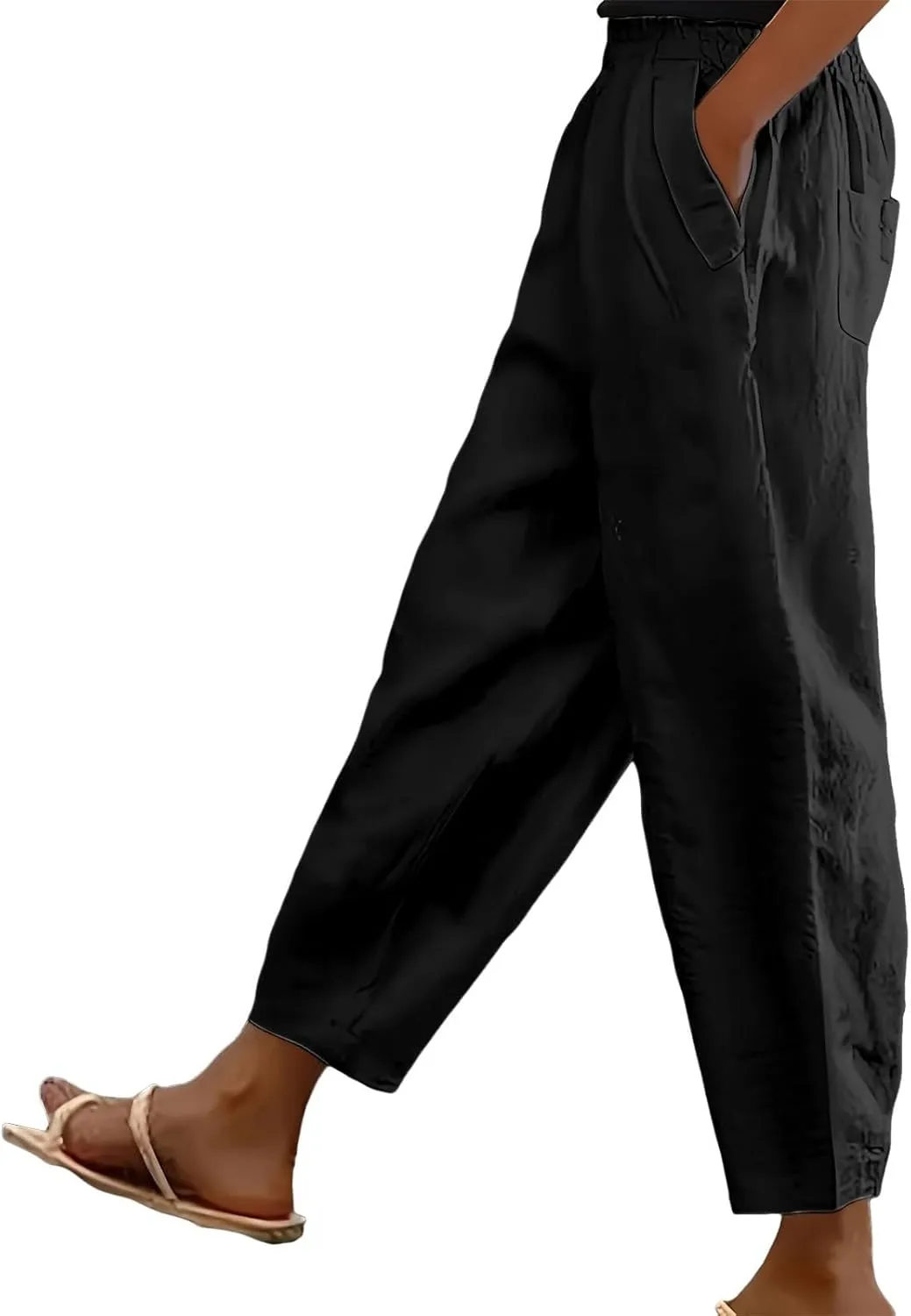 Miyaomn Women's Linen Boho Pants Summer Casual Solid Loose High Waisted Lounge Harem Pant 2025 Beach Travel Vacation Trousers