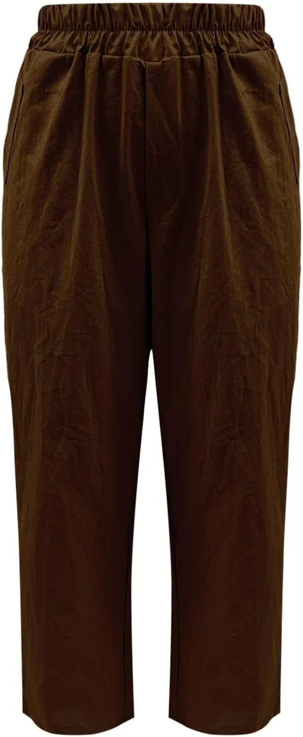 Miyaomn Women's Linen Boho Pants Summer Casual Solid Loose High Waisted Lounge Harem Pant 2025 Beach Travel Vacation Trousers