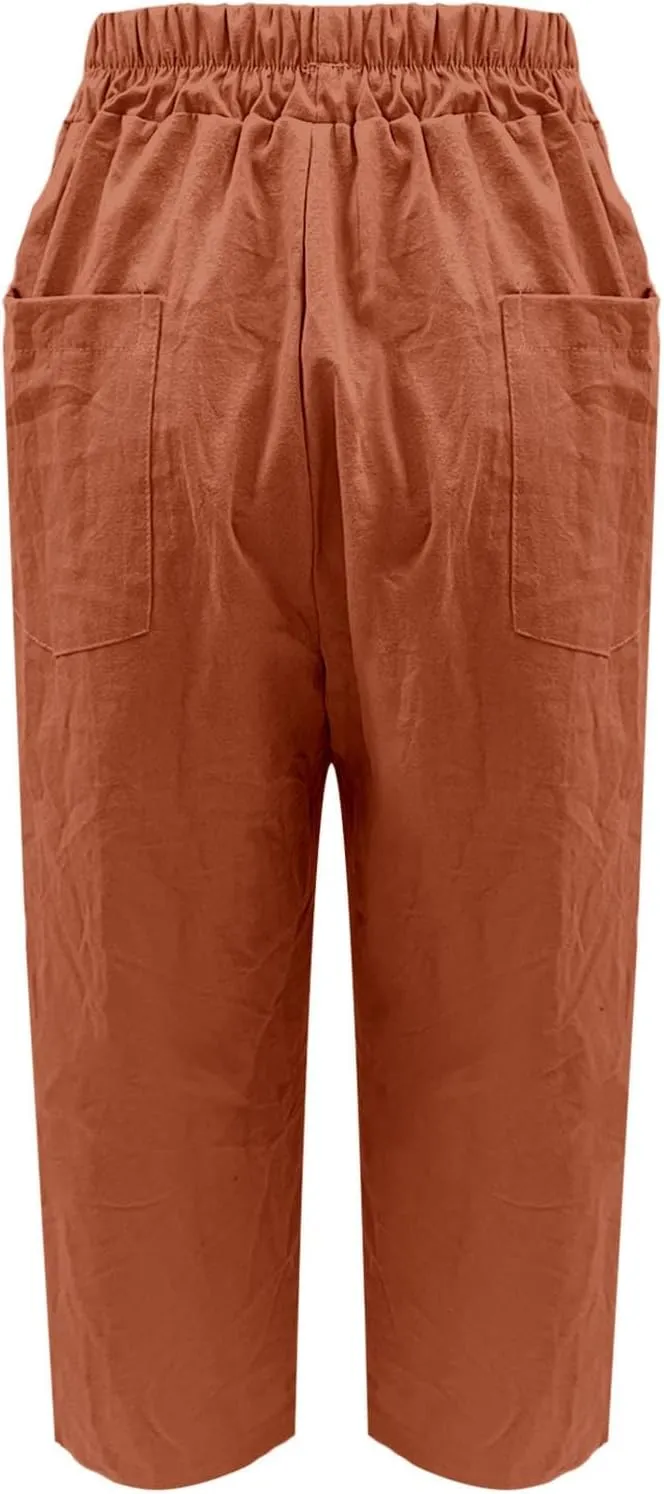 Miyaomn Women's Linen Boho Pants Summer Casual Solid Loose High Waisted Lounge Harem Pant 2025 Beach Travel Vacation Trousers