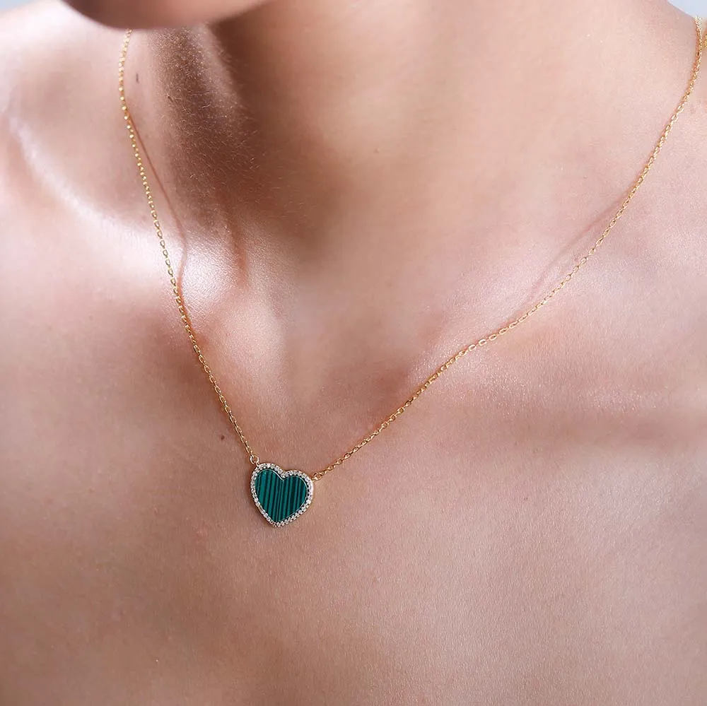 Modern Love Malachite Heart Necklace